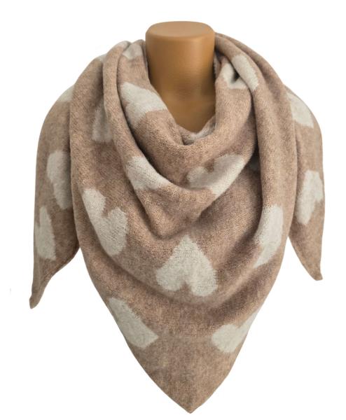 Damen Wendeschal Dreieck Tuch Schal Winter Herz kuschel weich creme sand